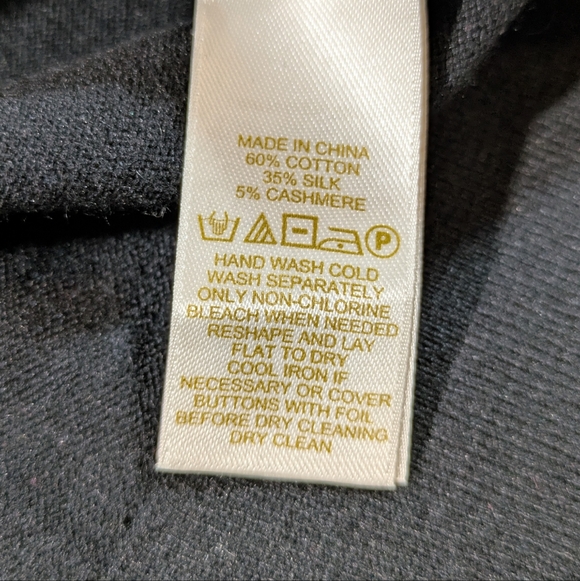 Kate Spade Black Rhinestone Collar Cardigan Cotton Silk Size Large - Picture 7 of 11